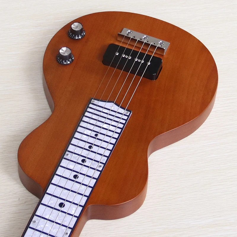 Hawaiian Lap Steel Guitar One Through Solid Okoume Body 6 String 34 Inch High Glossy Slide Electric Guitar Sunburst Color