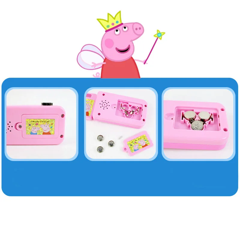 Peppa Pig Children's Mobile Phone Toy Flip up simulation music phone Girl Music Photos Mobile Phone Birthday Gift festival Gift