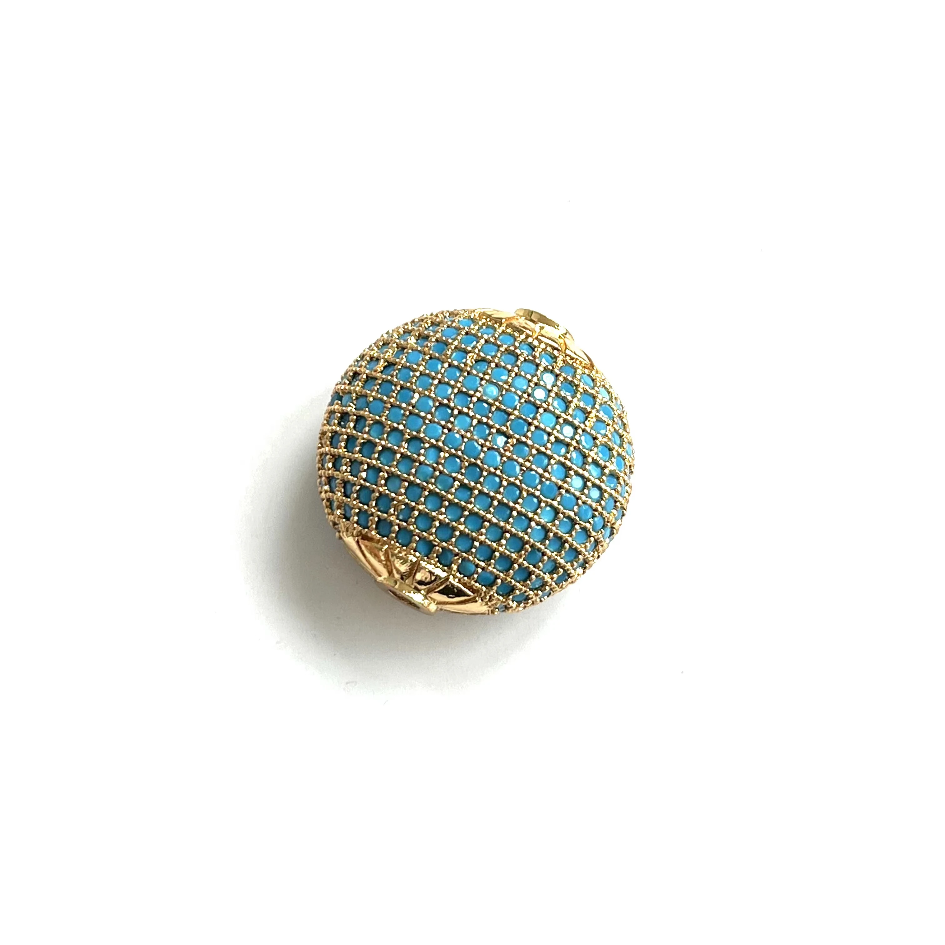 Turquoise Pave Ball 24mm Brass Spacer Bead  Plated For Custom Design Handmade Woman Bracelet Necklace Jewelry Accessory Findings