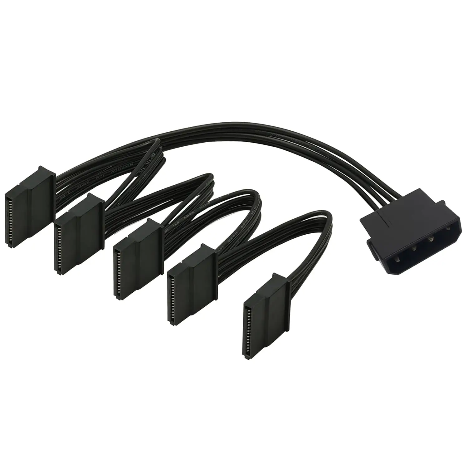 IDE to SATA Power Splitter Cable, LP4 4Pin IDE to 5 X15 Pin SATA Power Conversion Line Extension Y-Cable for Hard Disk