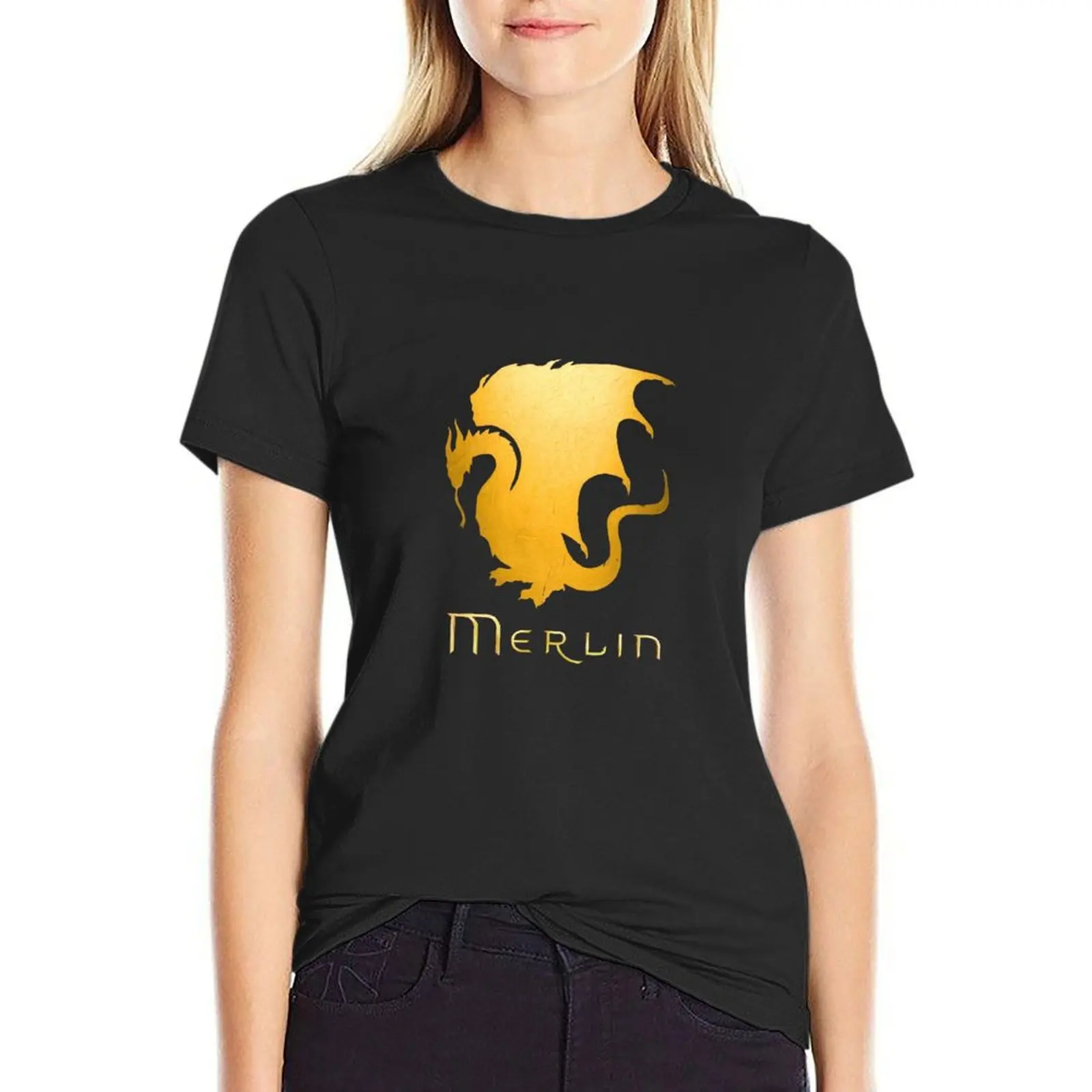 Merlin Pendragon Sigil T-Shirt Female clothing plus size tops blanks Top Women