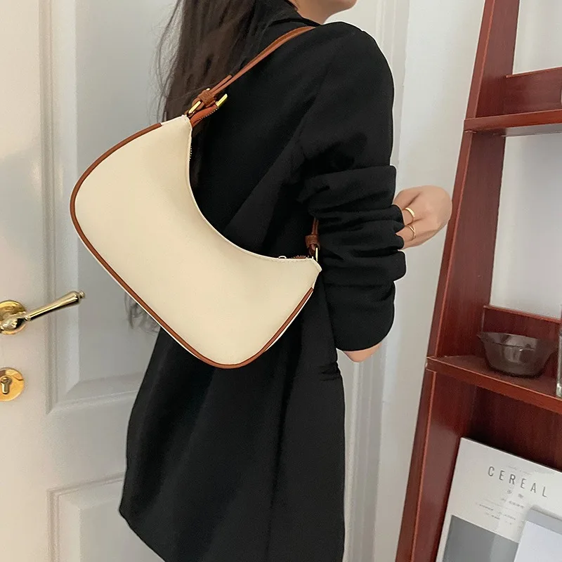 

Simple texture women's bag women's 2024 new trendy fashion and versatile one-shoulder armpit diagonal crescent bag