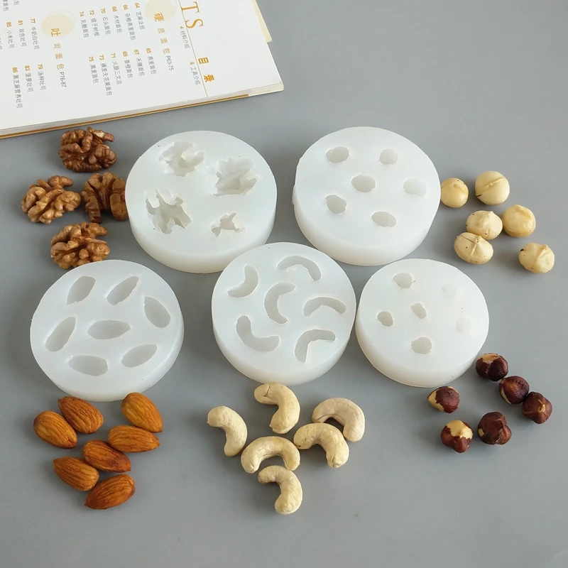 Mold Silicone Walnut Butan Wood Cashew Hazelnut Macadamia Dried Fruit Silicone Fondant Mold Chocolate Decoration Clay Resin Mold