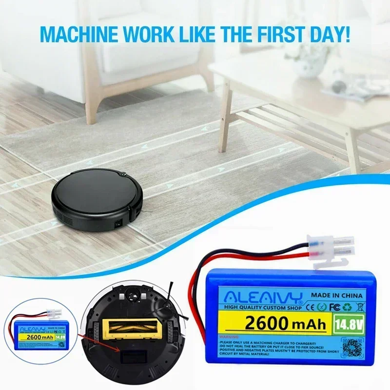 14.8V 2600mAh 18650 แบตเตอรี่ Li-Ion แบบชาร์จไฟได้สําหรับ ILIFE Ecovacs A4s, A4, A6, A9, V7, V7s, V7s Pro เครื่องดูดฝุ่นหุ่นยนต์ Chuwi