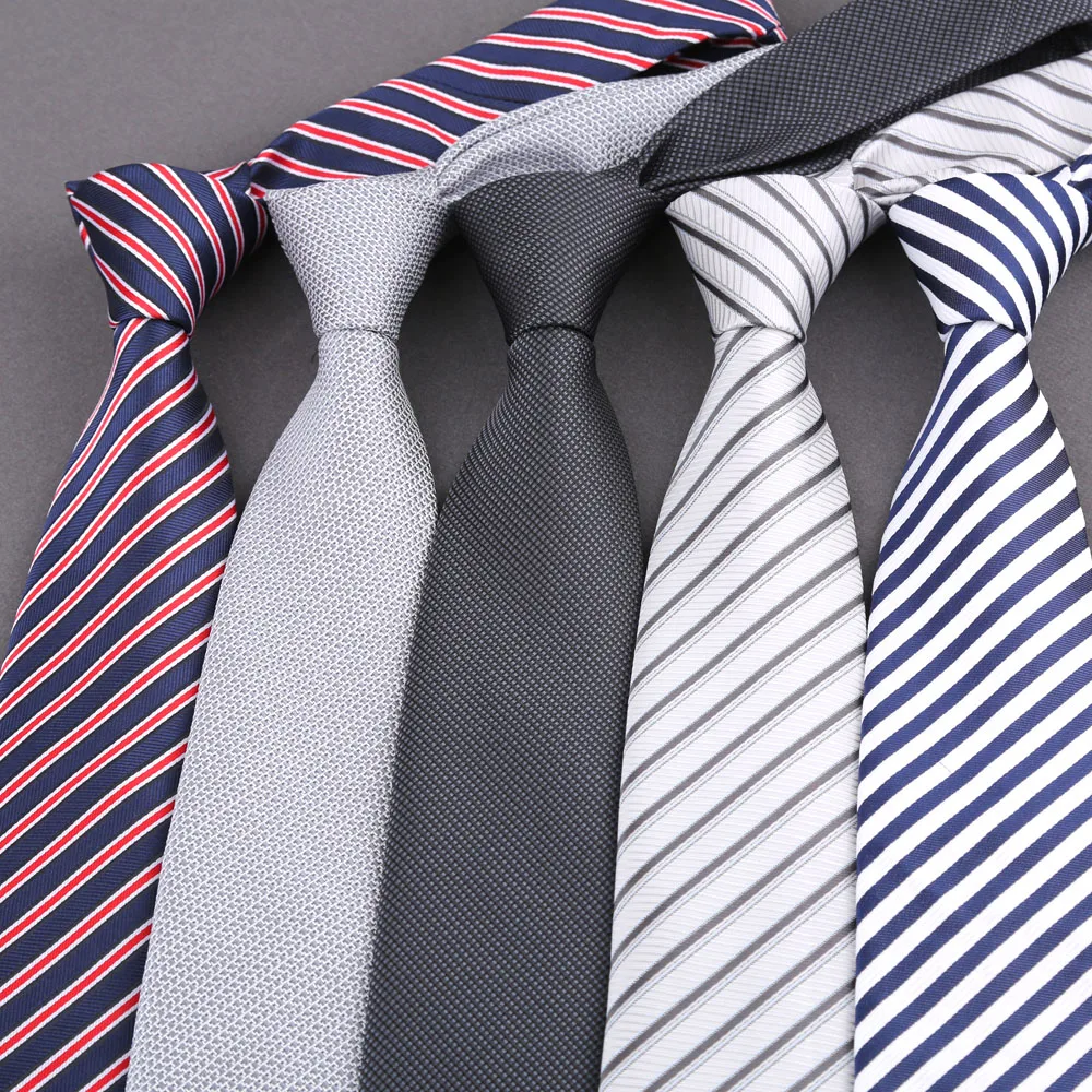 New Men's Jacquard Classic Striped 8cm Tie Gray Color Necktie For Business Wedding Party Suit Shirt Daily Wear Accessory Gift