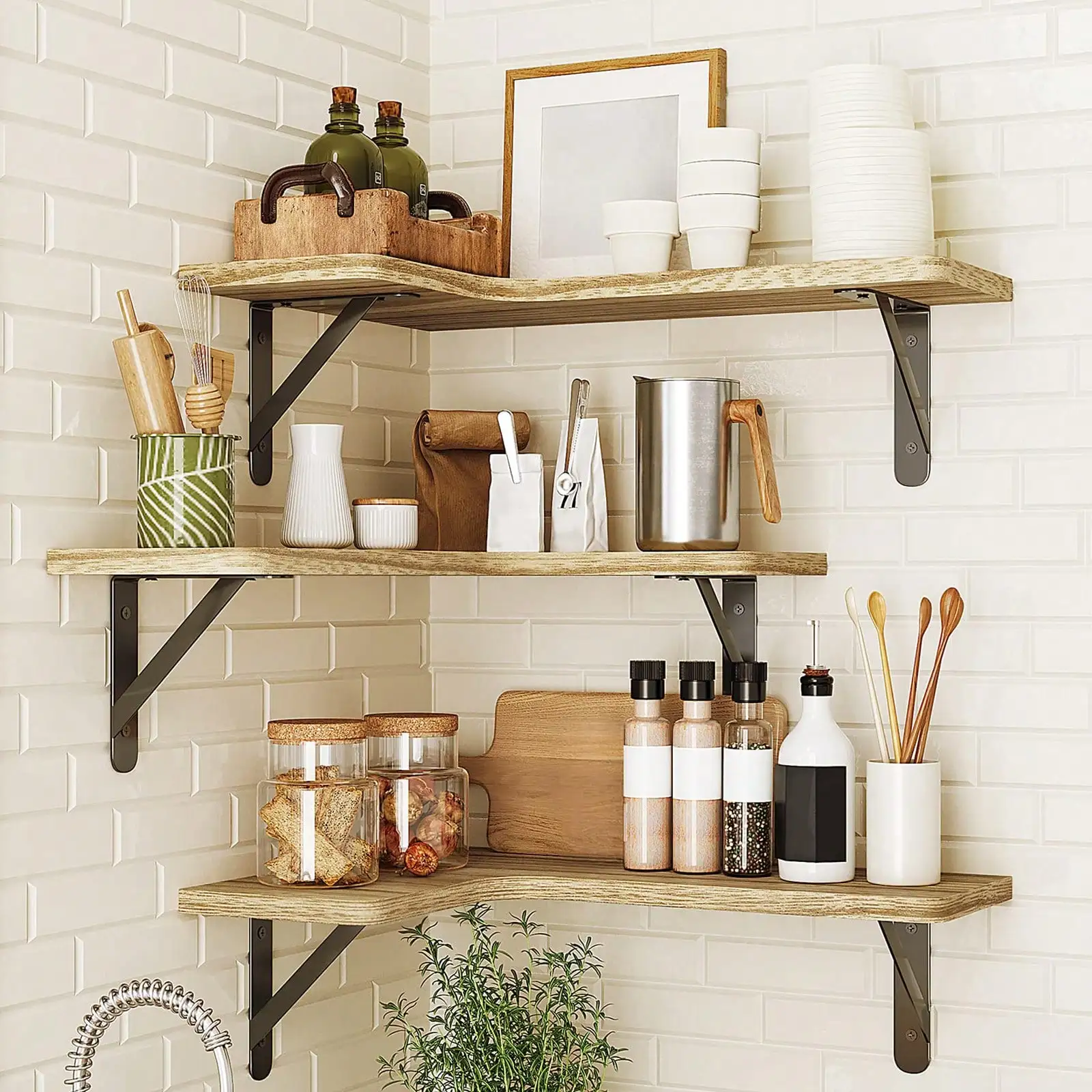 Superlele 5 Stück rustikale Holz-Eckregale für die Heim- und Raumdekoration