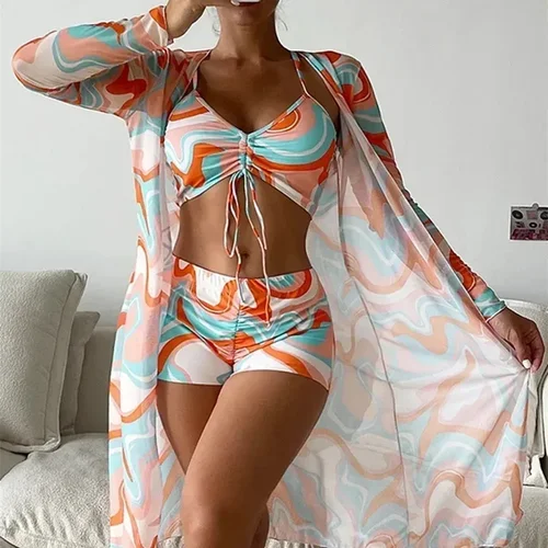 Imagen 2 del producto 2024 trajes de baño separados sexis Tankini traje de baño femenino ropa de playa deportiva trajes de baño de dos piezas niñas piscina traje de baño para mujeres