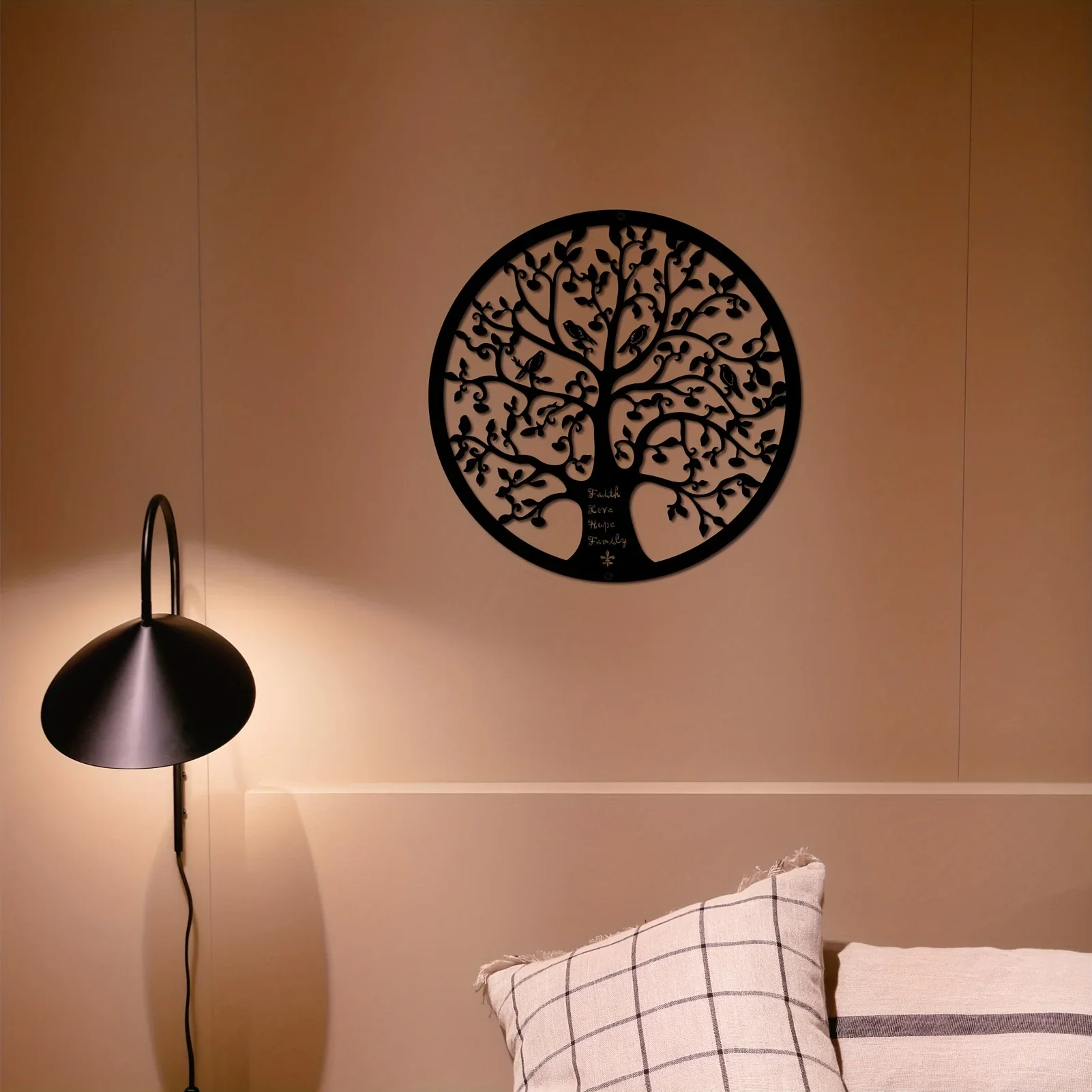 

1pc Modern Tree Life Metal Wall Hanging Decor Black Line Sculpture for Home and Office Decor Metal Wall Mounted Decor Livingroom