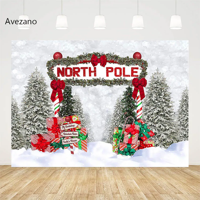 

Avezano Christmas Backdrops for Photography North Pole Winter Snow Scene Pine Forest Child Portrait Background Decor Photo Studi