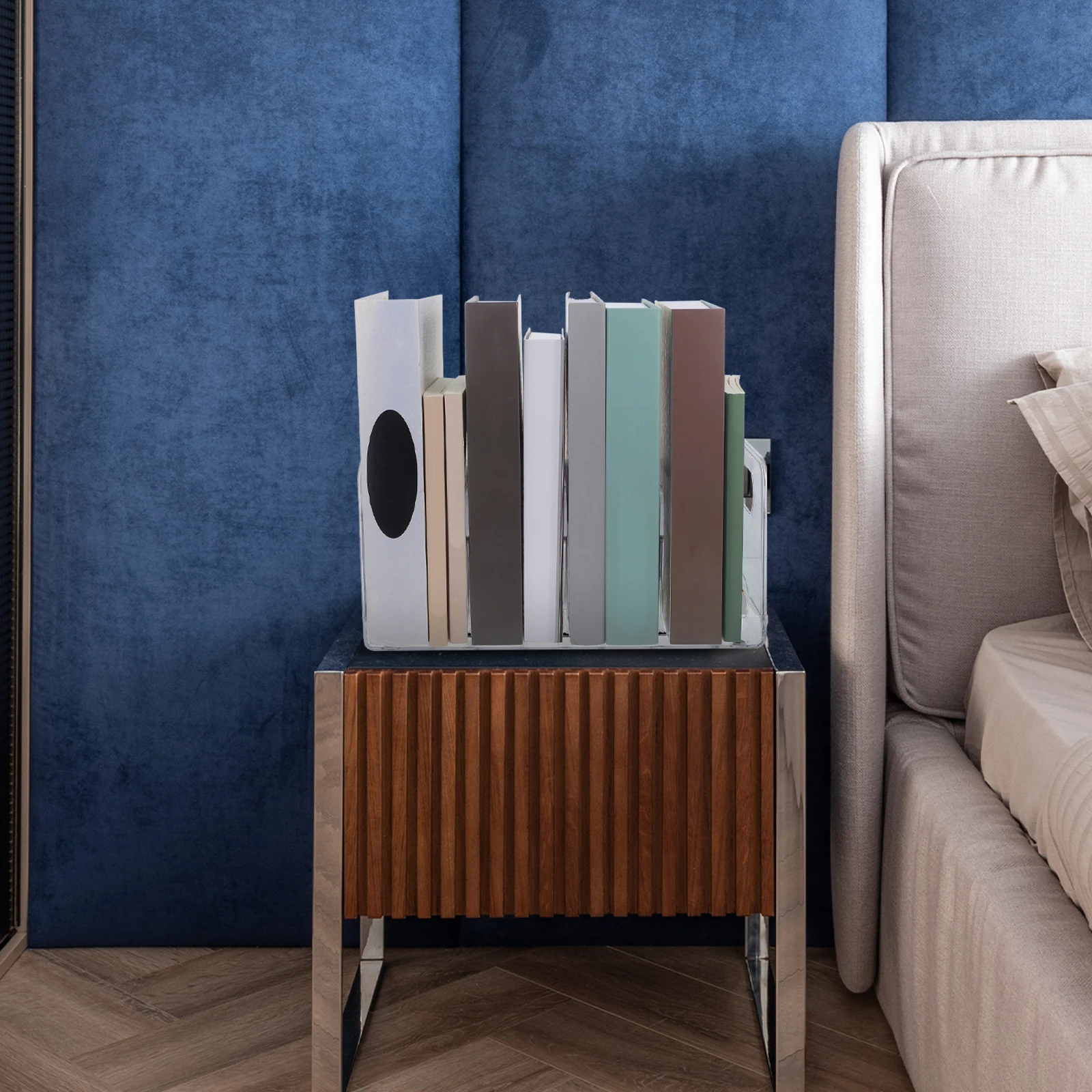 

Multifunctional Bookend Rack Organizer File Document Storage Magazine Vertical Stand Desktop Bookshelf Accessories Heavy Duty