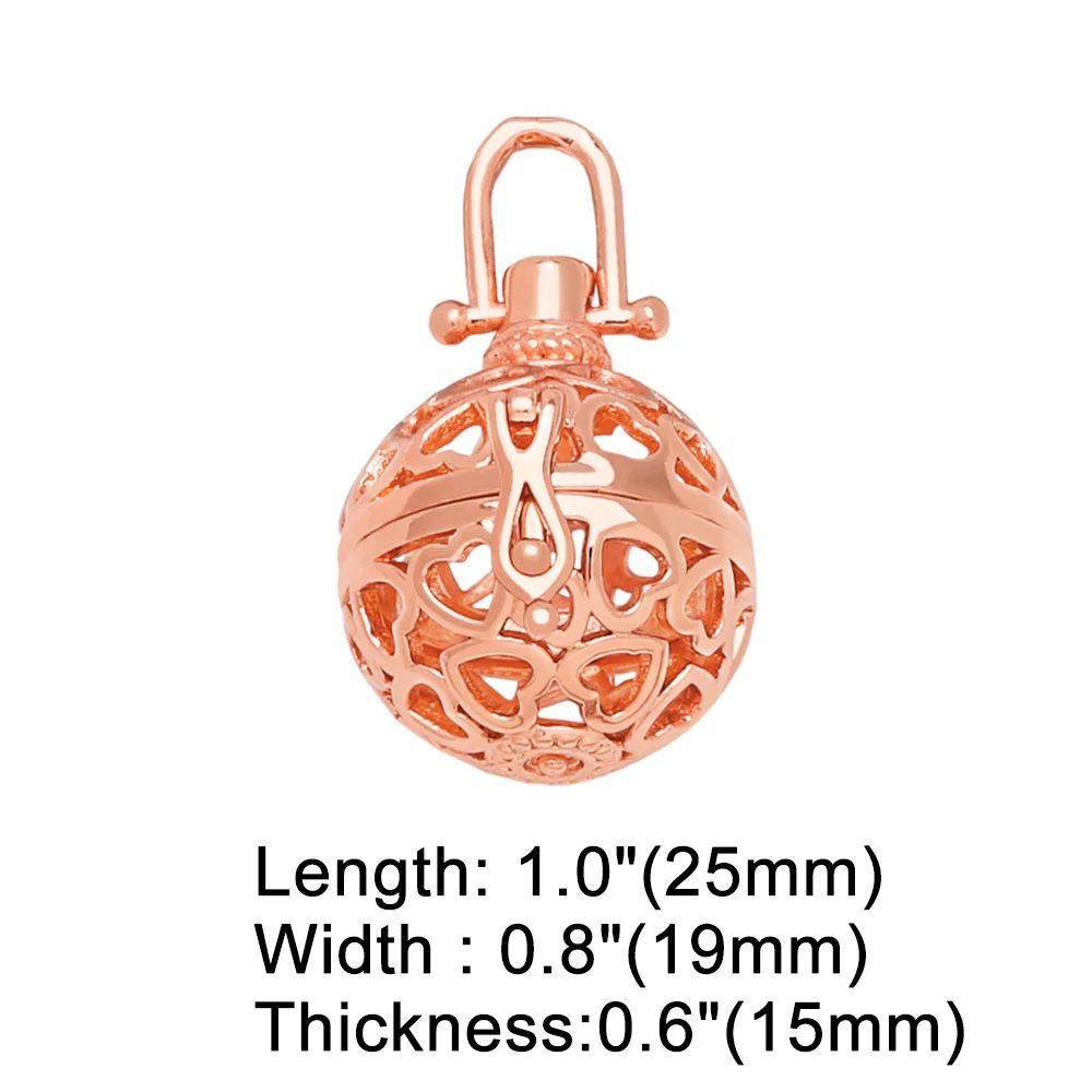 OCESRIO Retro Hollow Heart Harmony Ball Necklace Pendant for Pregnancy Women Copper Gold Plated Wishing Ball Jewelry pdtb407