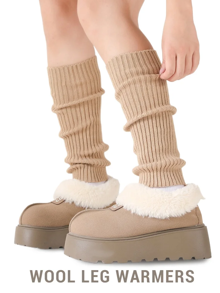 

Knit Women Calf Warmers Ribbing Leg Warm JK Real Wool Blend Ankle Trim Boot Socks Autumn Winter Foot Cover Pressure-Free Y2k