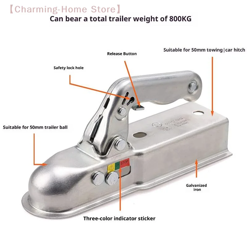 

1Pcs RV Boat Trucks Accessories Trailer Tow Connector Towball Protector Head Connector For Unbraked Trailers Upto 800kg Trailer