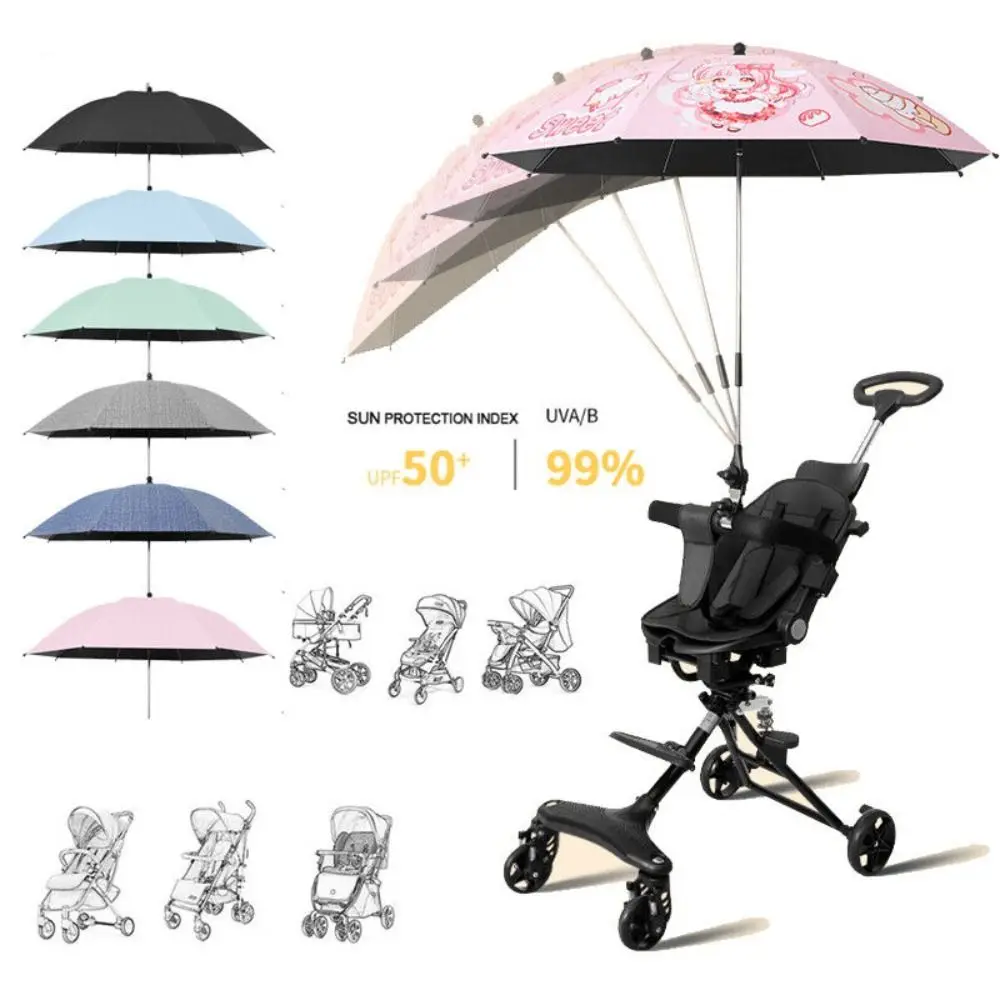 Adjustable Baby Stroller UV Sun Rain Protection Folding Umbrella Sun Shade Canopy Baby Parasol Pram Umbrella