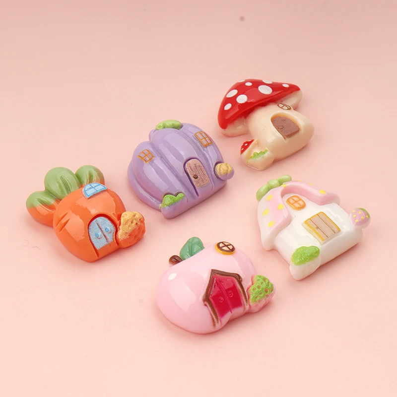 10/100pcs Simulation Vegetables House Flatback Resin Crafts Diy Decoration Statue Crafts Doll House Headwear Accessories