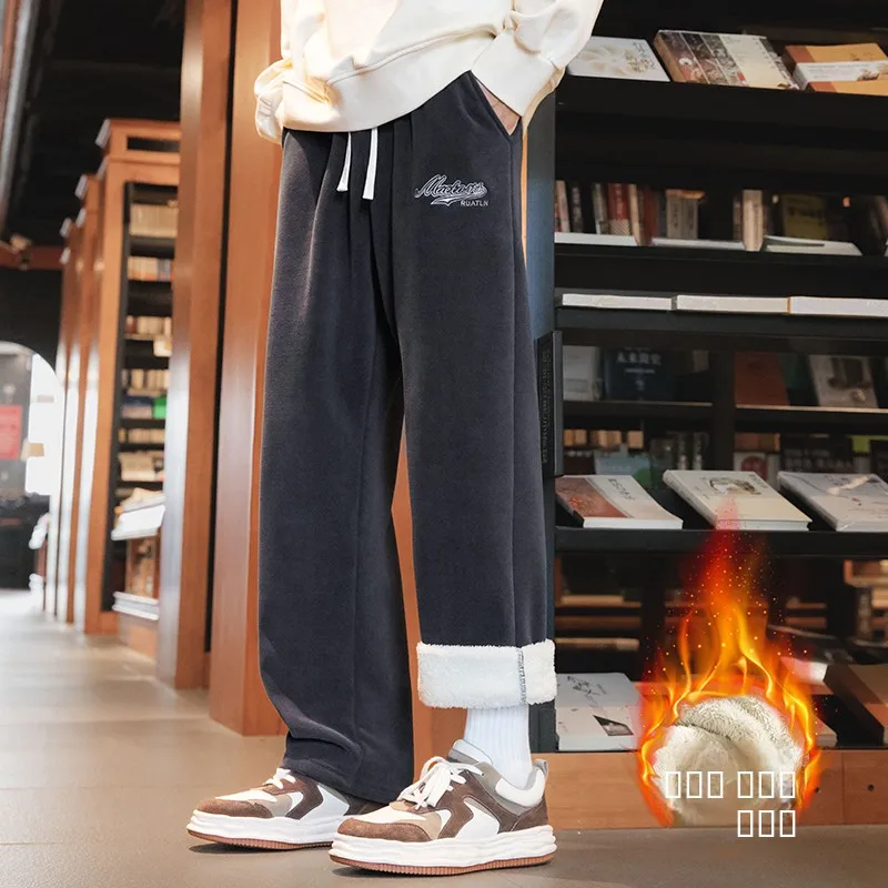 

Мужские зимние повседневные брюки из тонкого овечьего вельвета на флисовой подкладке, теплые, устойчивые к холоду, для активного отдыха, хлопковые, свободного кроя, прямые штанины...