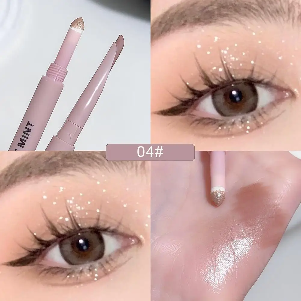 Matte Pink Lying Silkworm Pen Double Head Sickle Eyeliner Lying Silkworm Waterproof Natural Glitter Eyeshadow Contouring Make Up