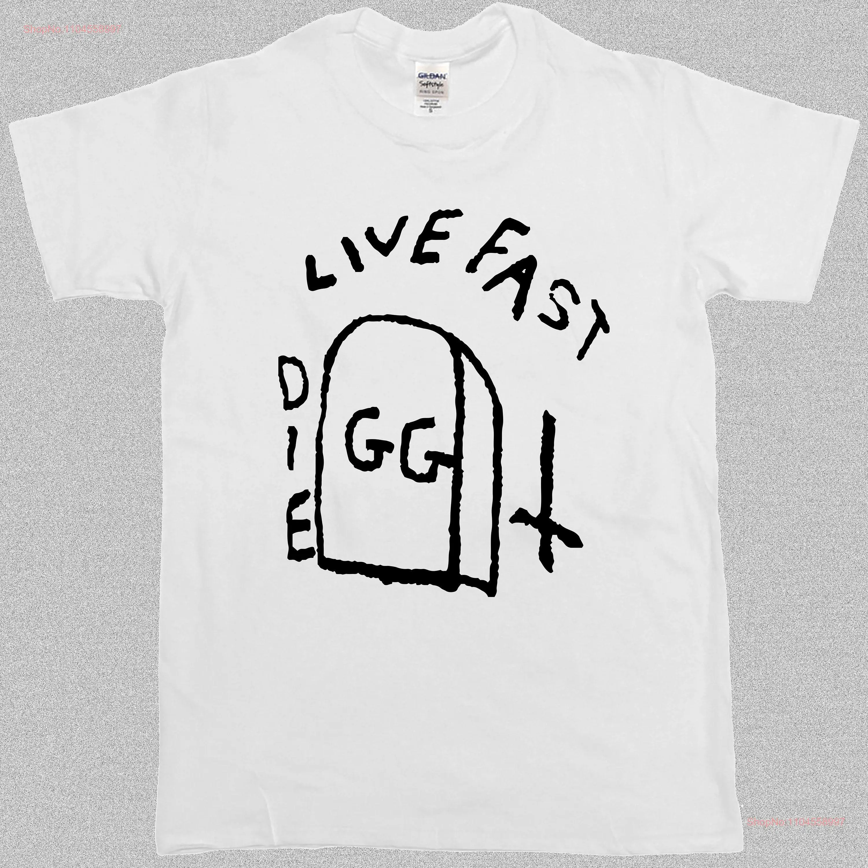 GG ALLIN Live Fast Die t-shirt blanc tatouage Punk Concert Scum meurtre Junkies manches longues ou courtes