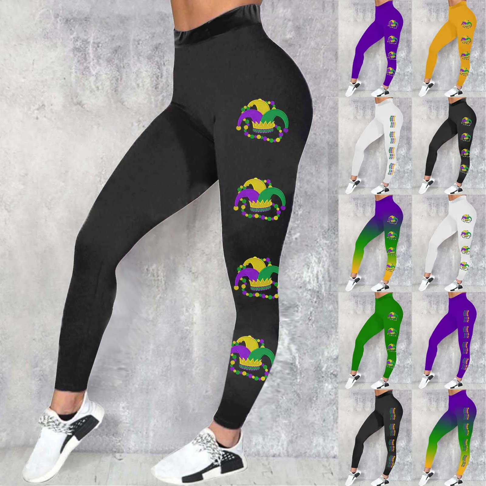 

Retro Mardi Gras Printed Legging Slimming Leggings for Women Casual Sports Yoga Pants Colorful Print Fashion Women's Leggings