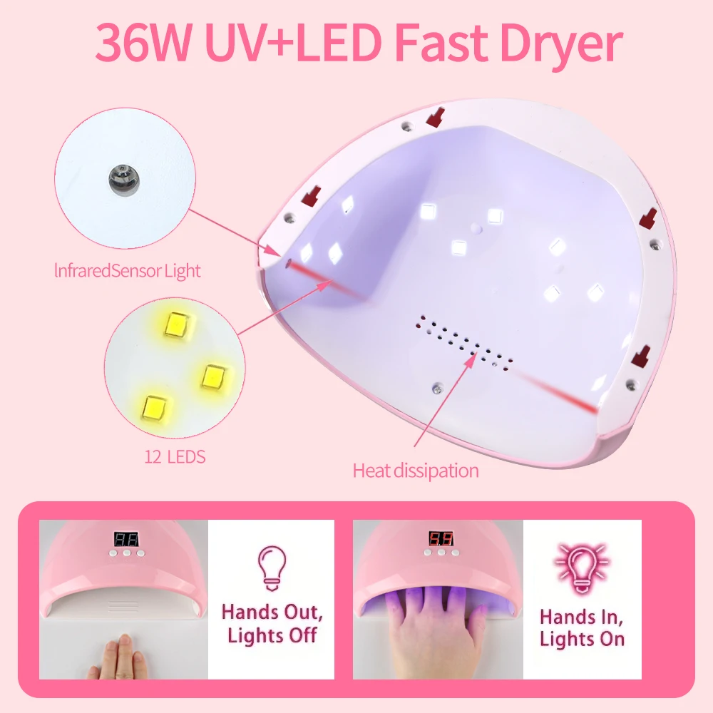 LED UV Nail Lamp Infrared Sensor Manicure Nail Light For Fast Curing of All Gel Nail Polish Nail Dryer Machine Salon Tools view 3
