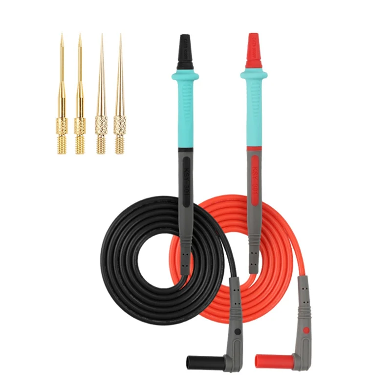 Set di puntali in silicone per penna multimetro in acciaio inossidabile Set sonda placcata oro sostituibile da 0,1 mm per multimetro digitale-AT64