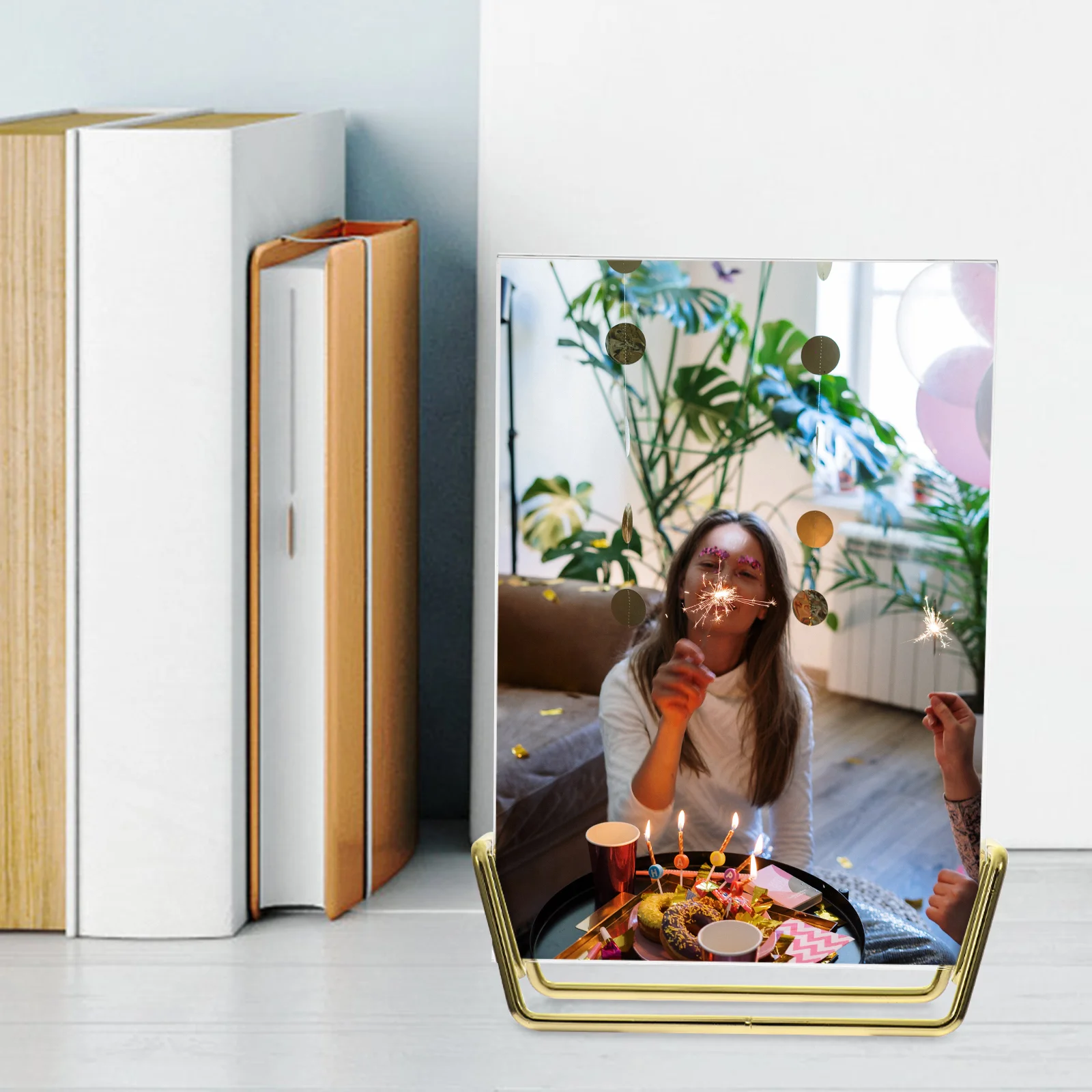 Set up Household Photo Frame Picture Frames Rose Gold Tabletop for Home Acrylic Display