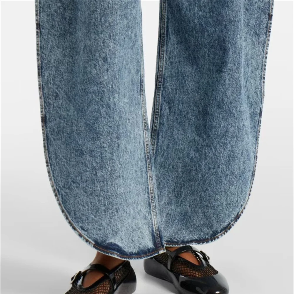

2026 Summer Women's Jeans Trend Pure Cotton Washed Water Loose Women's Curved Knife Pants y2k New Fashion Versatile Pants bra