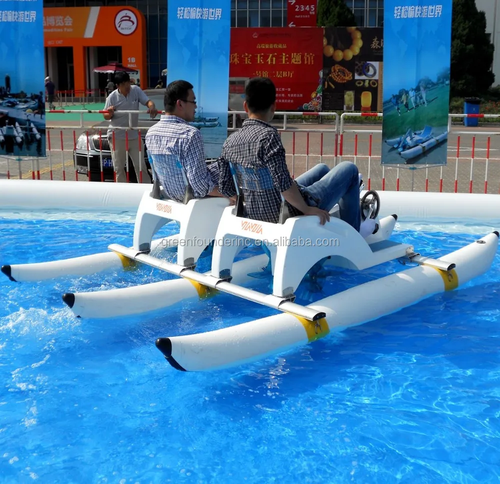 Water ParkTwo Riders Fiberglass Seats Pedal Boats Water Bikes PVC Pontoons Pedal Boats for sale
