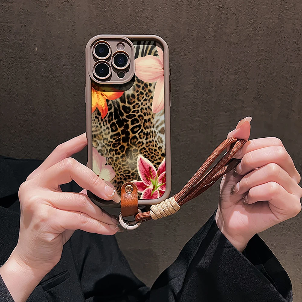 Leopardenmuster-Handyhülle für Samsung Galaxy S26 S21 S25 S24 S23 S22 Ultra Plus FE Hülle A16 A36 A54 A55 A56 mit Lanyard Funda – Detail 4