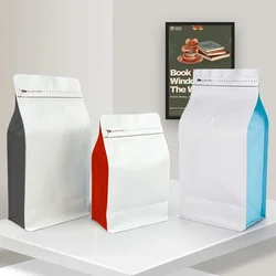 50pcs Matte White 12oz 250g 500g 1kg Coffee Pouch Packaging Reusable Custom Printed Valved Ground Coffee Bags