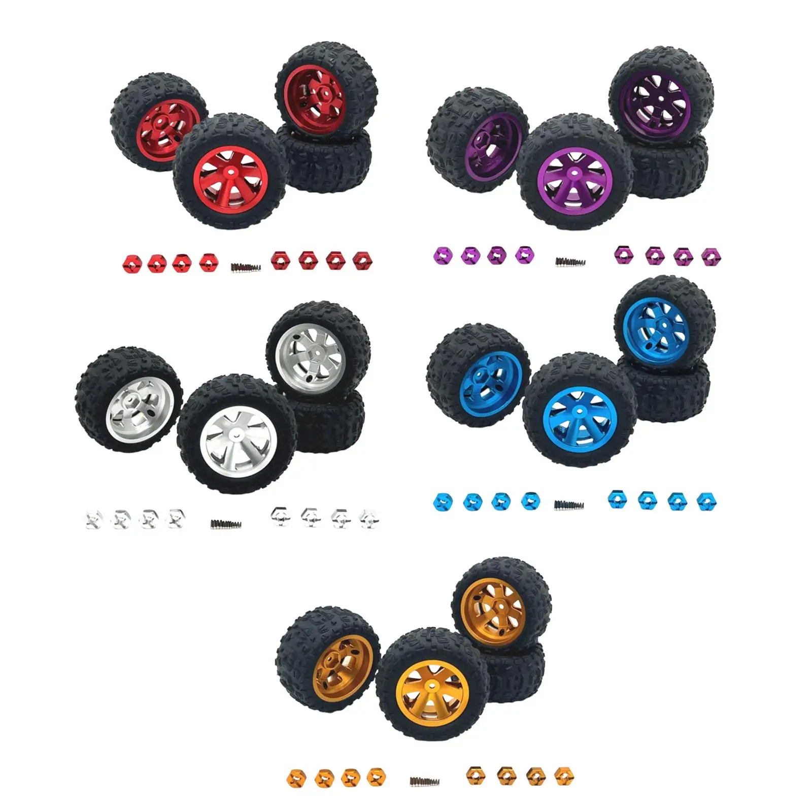 

4Pcs RC Car Wheel and Tires Set for 14301 16209 1:12 1:14 1:16 1:18 RC Car