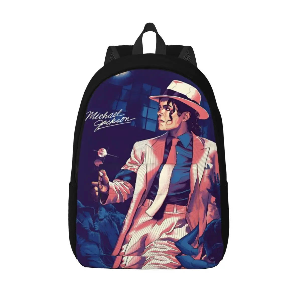 Mochila discoteca pop rock mj para homens e mulheres, bolsa de ombro para computador portátil, mochila legal para estudantes, bolsa esportiva