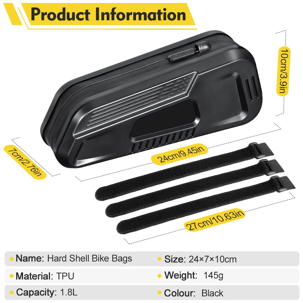 NEWBOLER 1,8L Fahrradtasche, regenfest, für den oberen Vorderrohrrahmen, große Kapazität, MTB-Rennrad-Gepäckträger, Schwarz, Fahrradzubehör – Detail 1