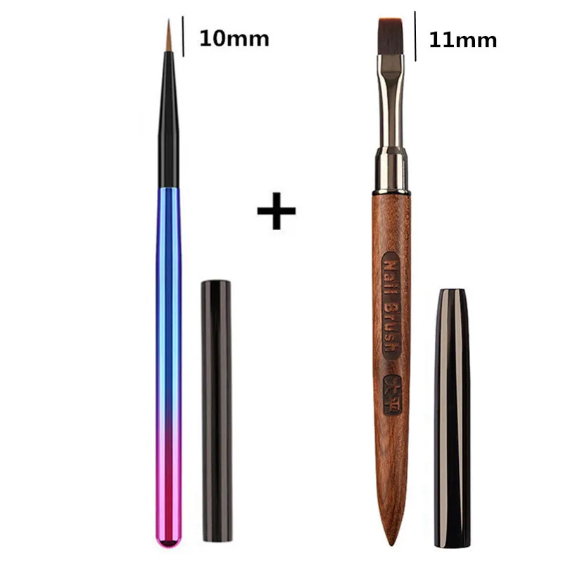 2PCS Nail Art Brush Nail Art For Gel Tip Extension Acrylic Builder Accessory Nail Art Brushes Gel Nail Brush