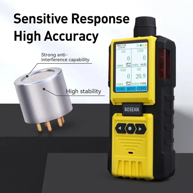 Bosean Professional Industrial Safety Monitor with Sound Light Vibration Alarm Portable Multi- Analyzer