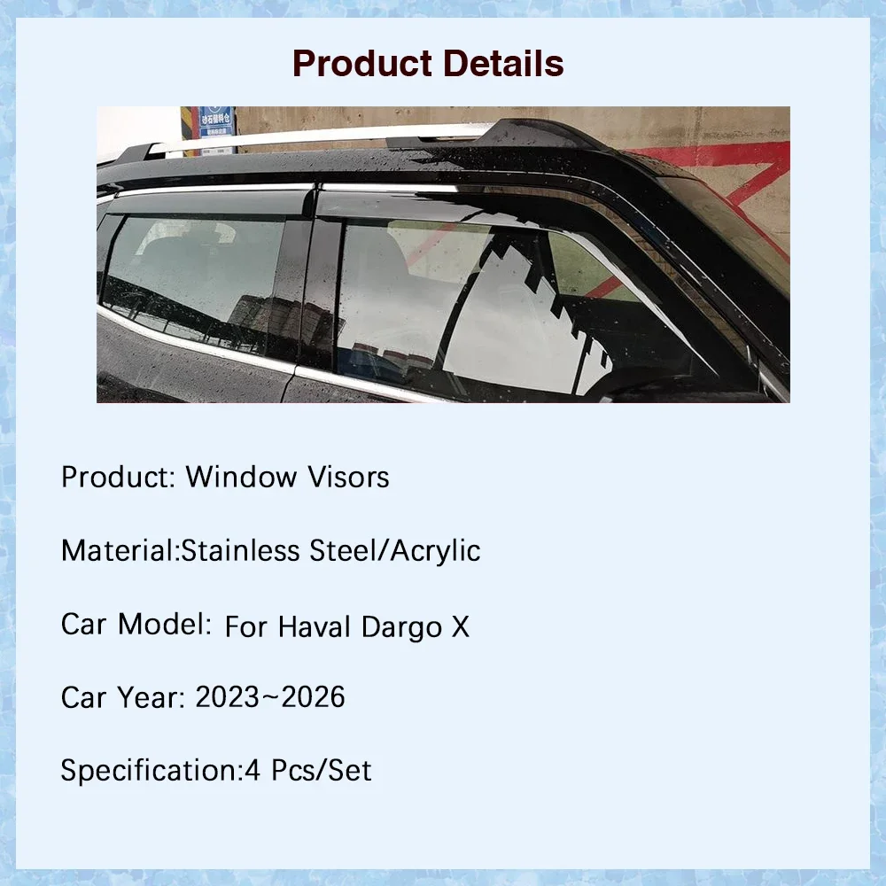 Car Window Visors For Haval Big Dog Dargo X H7 2023 2024 2025 2026 Snow Guard Windshields Shelters Vent Awnings Auto Accessories