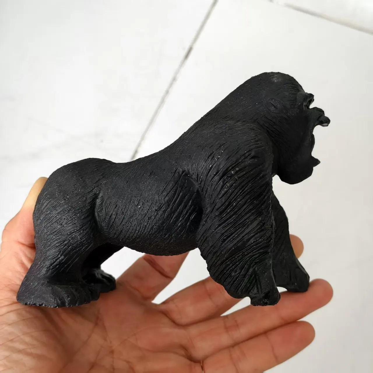 Natural Obsidian Gorilla, Quartz Crystal Obsidian Carved Chimpanzee, Mineral Healing Decoration