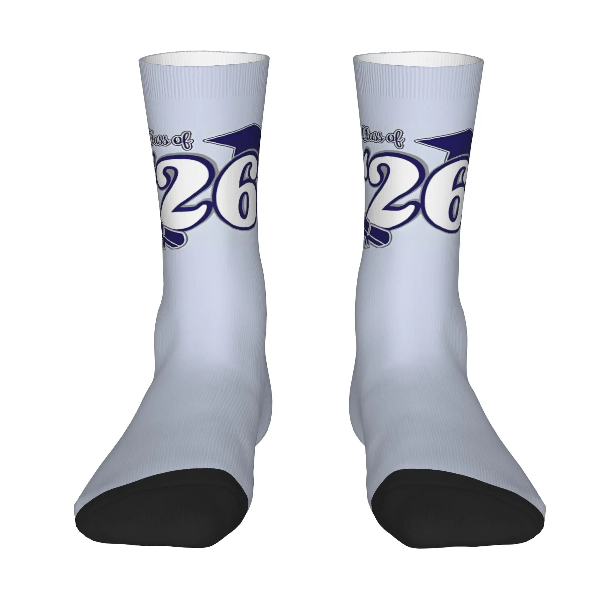 Funny Sock Graduation in 2026 Class Of 2026 Graduation  (Blue And Grey) Seamless  Printed Men Crew Socks Casual Men's Socks