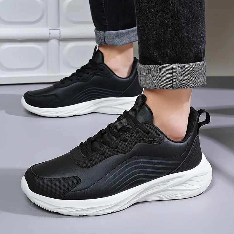 Men Casual Sport Shoes Light Sneakers Black 48 Leather Sneakers Vulcanized Shoes Comforthable Spring Sneakers Mens Casual Shoes