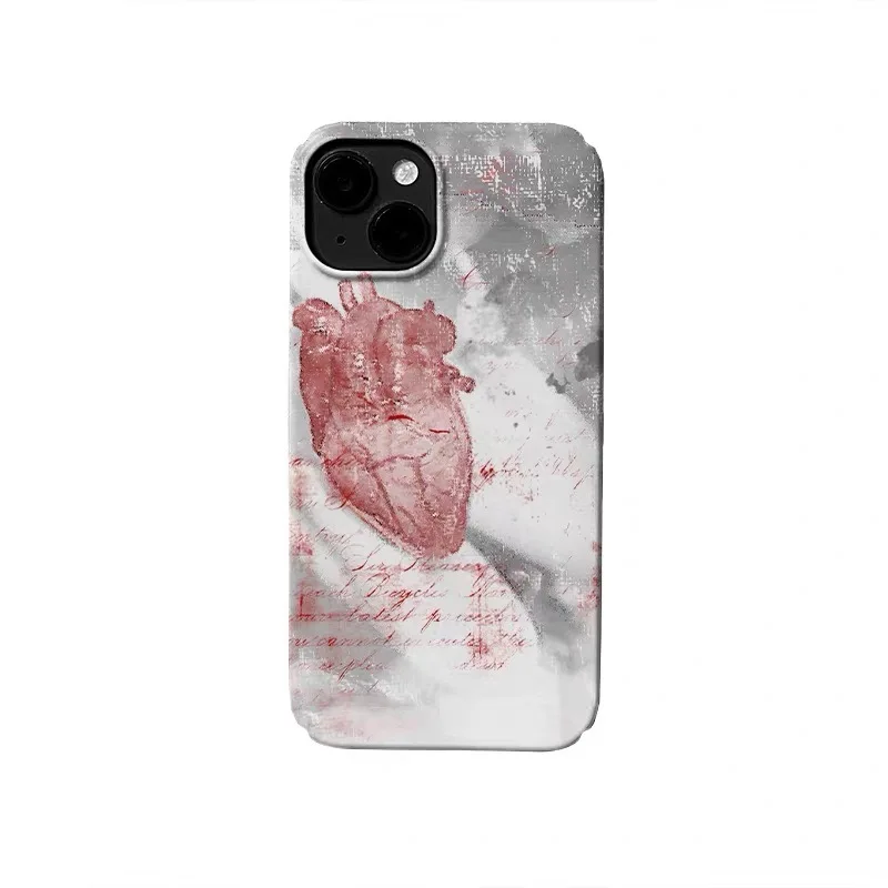 

Ins Korean Red Heart Art Phone Case for IPHONE 17 Air 16E 15 PROMAX 14 Plus 13 12 MINI 11 PRO 16Plus XR XS Acrylic Phone Cover