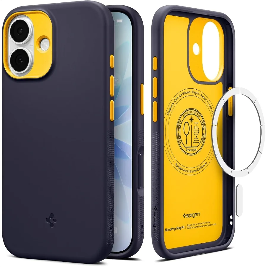 

Чехол Spigen для iPhone 17, Nano Pop MagFit [Контроль камеры с покрытием из ТПУ] [Совместим с MagSafe] Черничный темно-синий