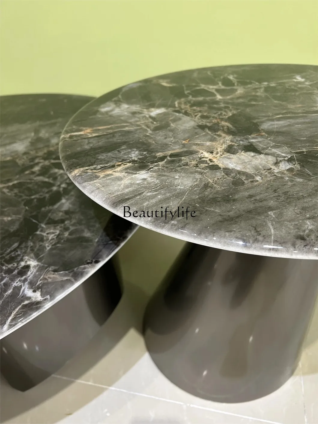 Living room household coffee table supercrystalline stone round minimalist small apartment tea table