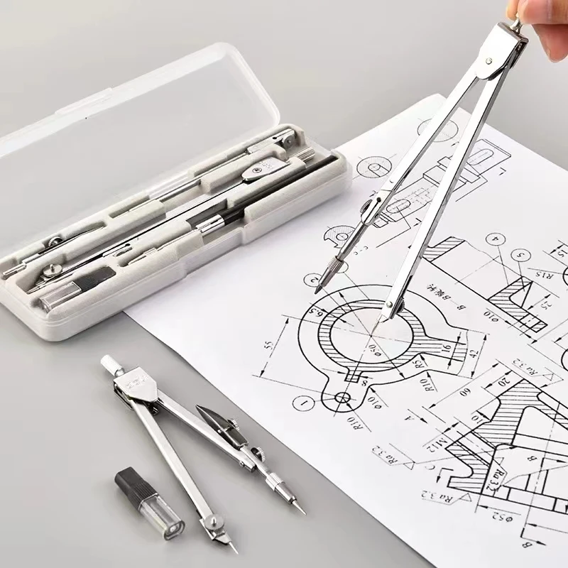 Stainless Steel Drafting Set Durable Drawing Compass Math Geometry Circles Tool School Supplies