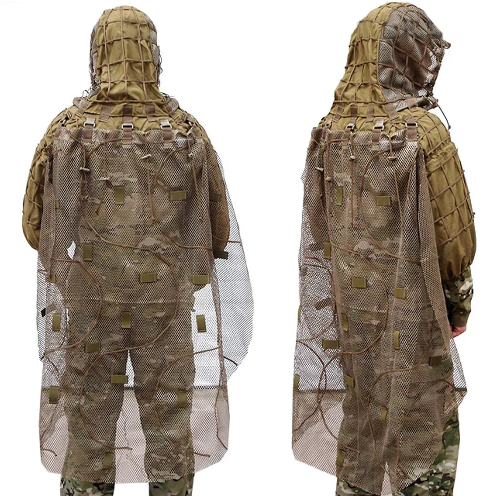 Outdoor Army Training Sniper Combat Detachable Hide Cloak Field Shooting Hunting Camo Ghillie Clothes Accessory Tactical Cloak