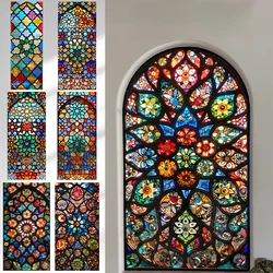 Home Window Privacy Film Self-adhesive Static Clings 3D Decorative Flower Window Film Stained Pvc Glass Window Stickers
