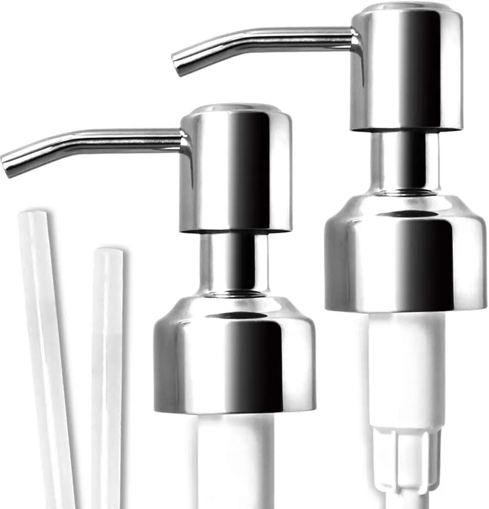 

304 Stainless Steel Soap Pump, Kitchen Dispenser Replacement for Regular Mouth Bottles, 2 Pack