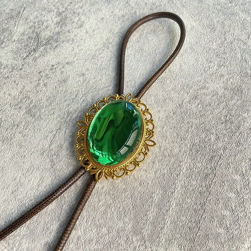 Broche en Verre Vert pour Cosplay, Collier, Accessoire