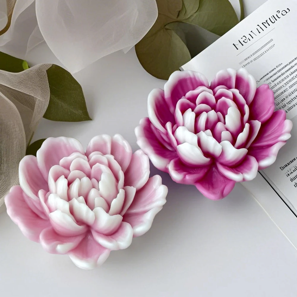 Conjoined Rose Scented Candle Silicone Mold DIY Large Lotus Resin Mould 3D Surround Flower Relief Pillar Gypsum Clay Making Tool