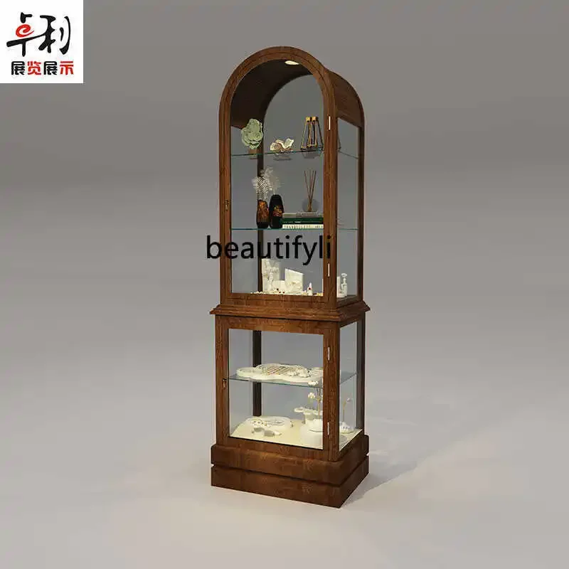 Medieval Store Jewelry Display Cabinet Square Glass Cabinet French Retro Jewelry Nakajima Shelf