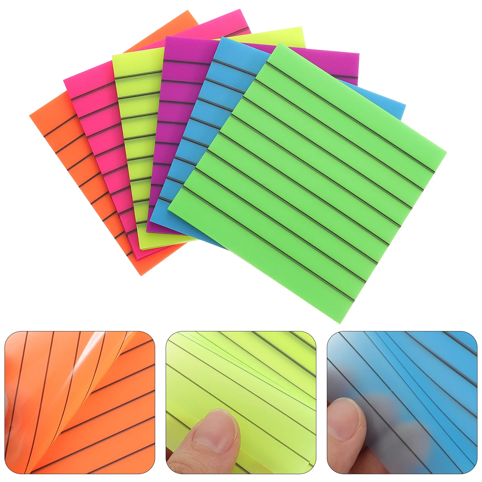 

6Sets Colorful Reading Strips Transparent Fluorescence Page Markers Professional Highlight Strips School Office Note Stickers